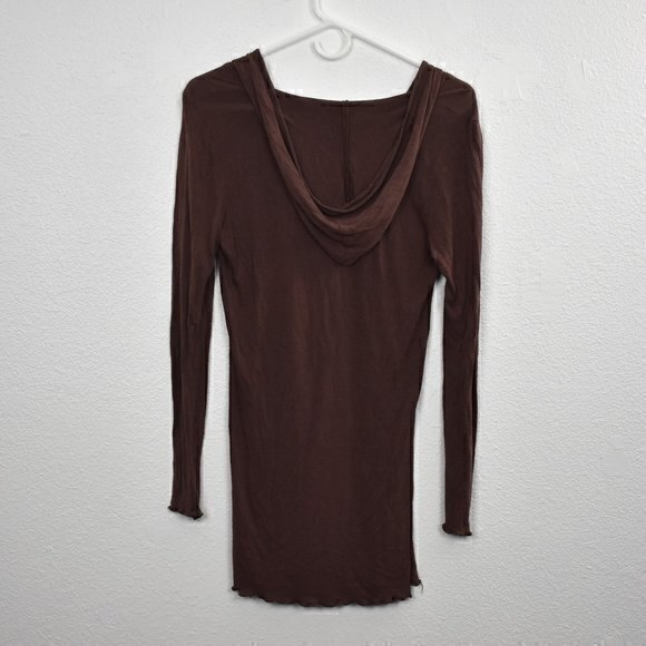 Athleta Long Sleeve w/Hood top Size Small Color Brown Gently Used‎ Condition - Picture 3 of 4